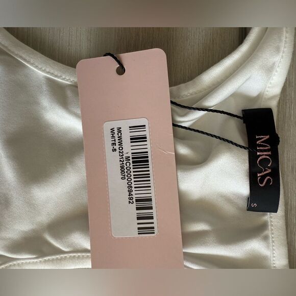 MICAS Basic Solid Deep-V Neck Bustier Bodysuit White Small NWT IN PKG - Picture 8 of 9